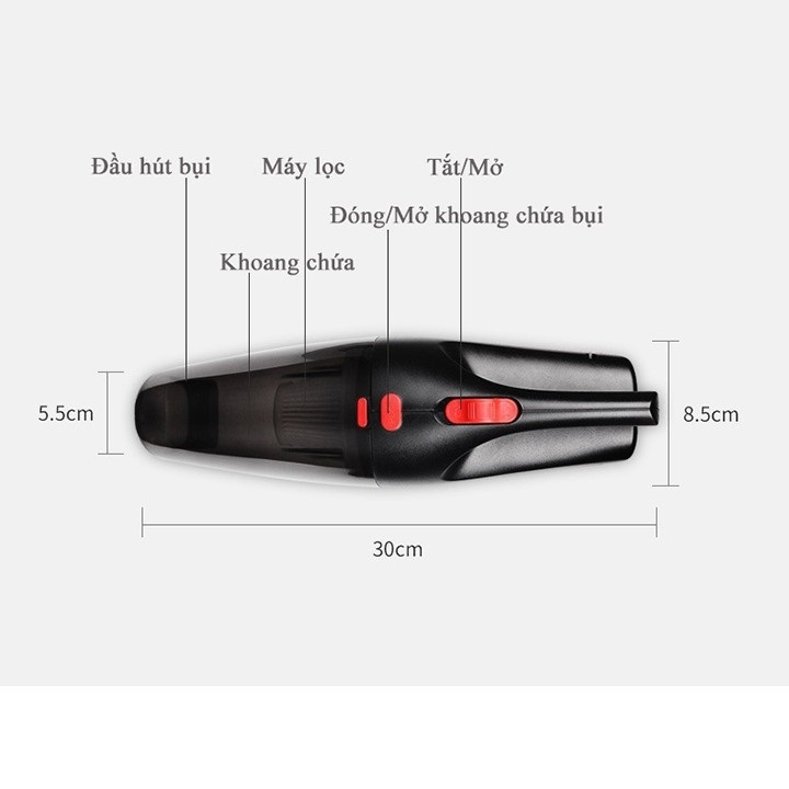 Máy hút bụi Ô tô cầm tay, Máy hút bụi mini PIN SẠC KO DÂY và CÓ DÂY