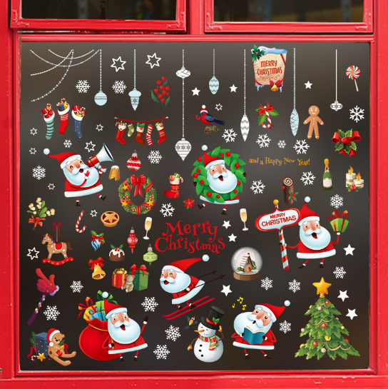 Decal trang trí Noel hít tĩnh điện - Những Ông già Noel vui nhộn
