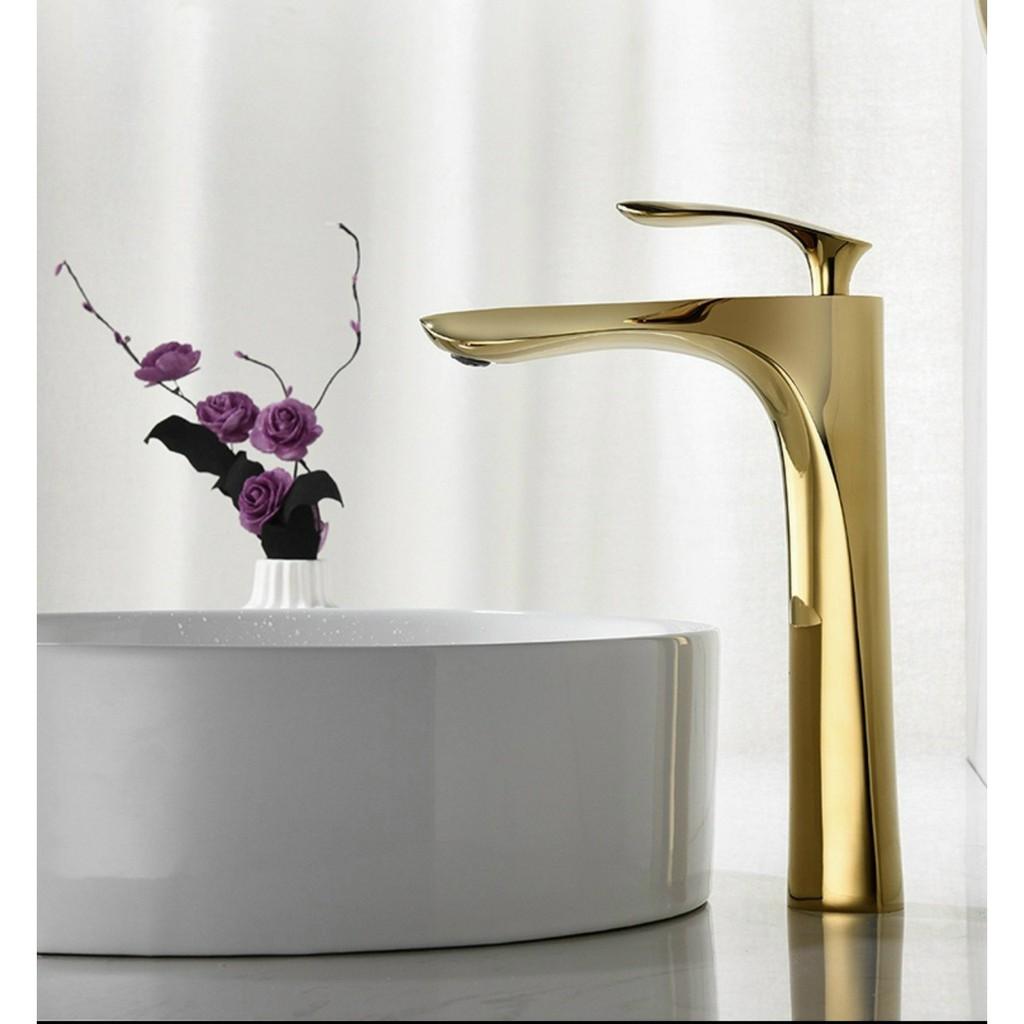 Vòi lavabo nóng lạnh kiểu lá với nhiều màu như đen/trắng bóng/vàng