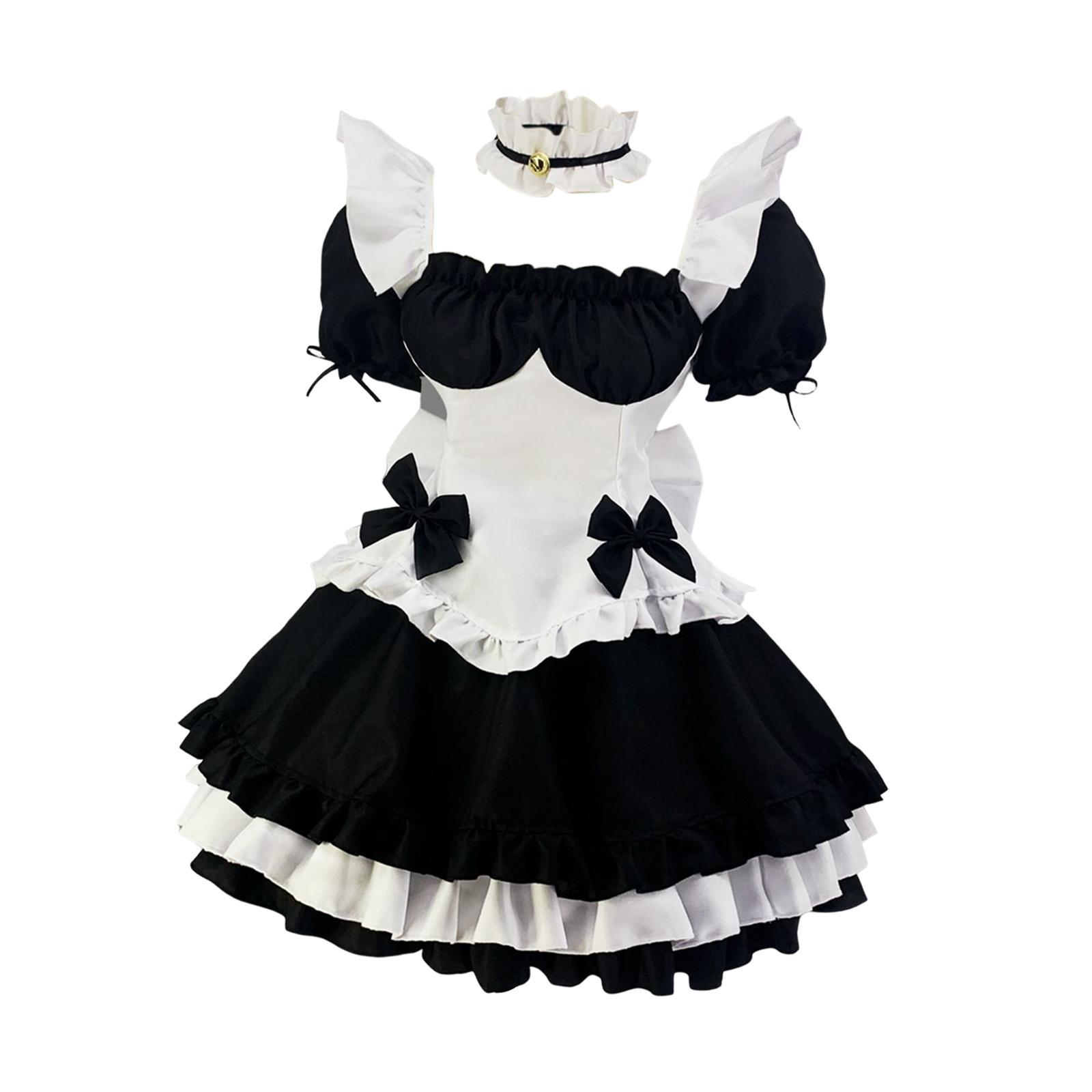 Classic Maid Costume with Apron Lolita Anime Cosplay for Halloween