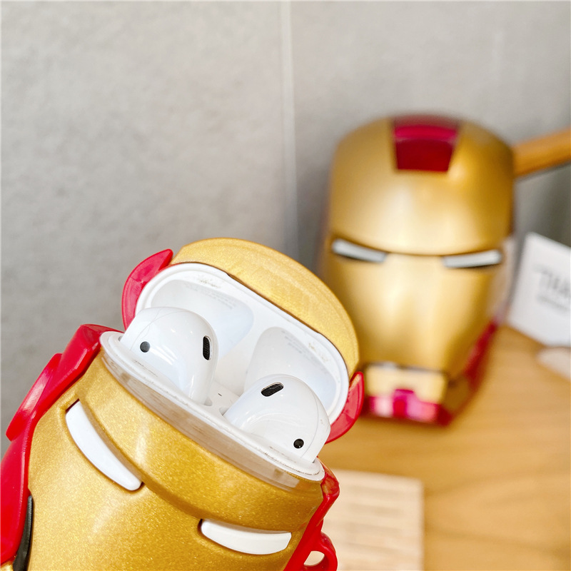 Bao Case Ốp Bảo vệ Cho Airpods 1/ Airpods 2 Hình mặt nạ IRON MAN