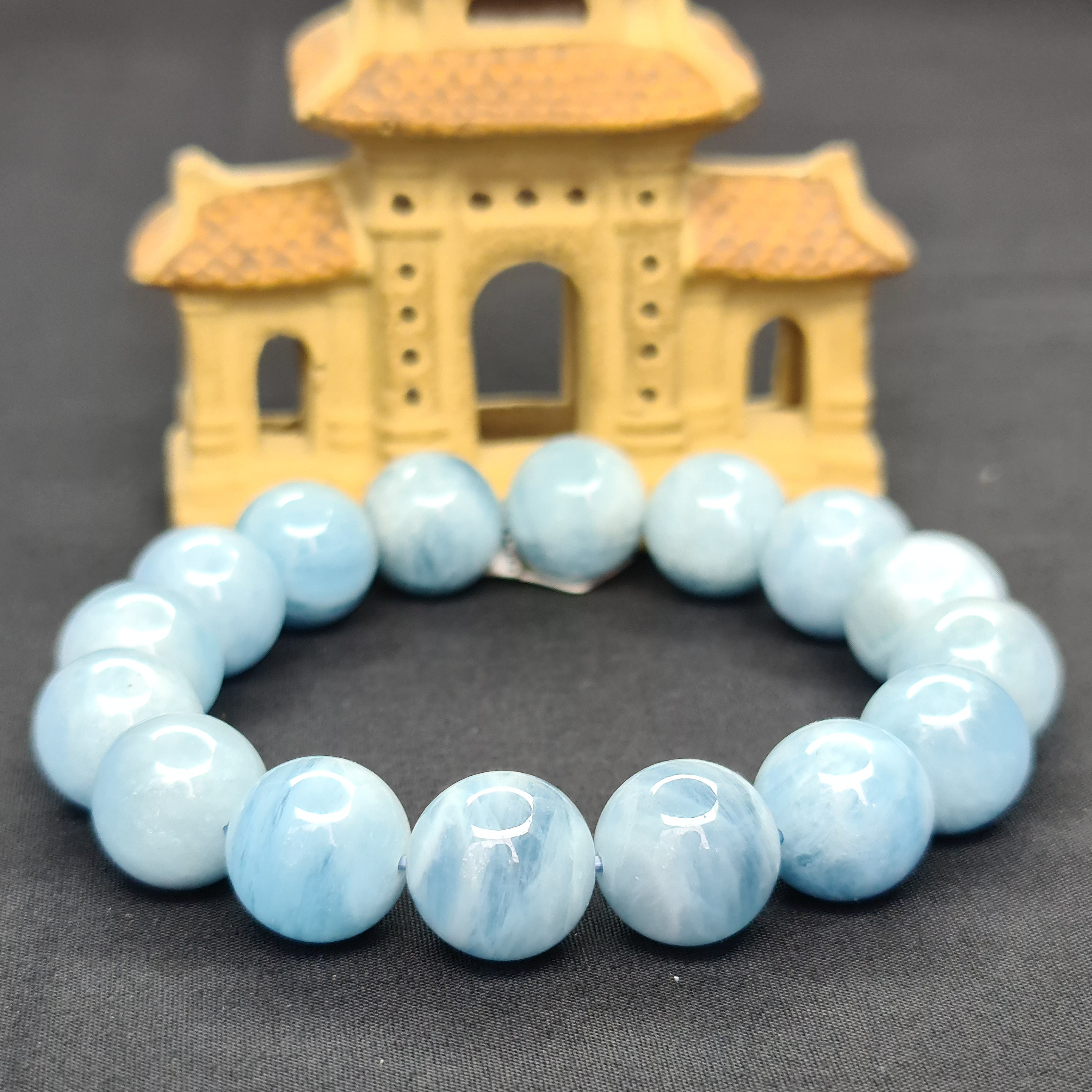 Vòng Tay Dạng Hạt Đá Aquamarine Xanh - Mx - Hợp Mệnh Thuỷ, Mộc