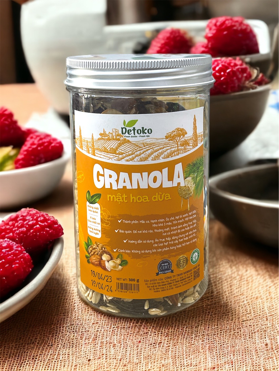 Granola mật hoa dừa siêu hạt Detoko giảm cân không đường tốt cho người ăn kiêng, bà bầu 300G