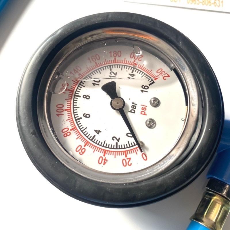 Súng bơm lốp ô tô-xe máy, đồng hồ đo áp suất lốp xe có dầu - Dùng máy nén khí