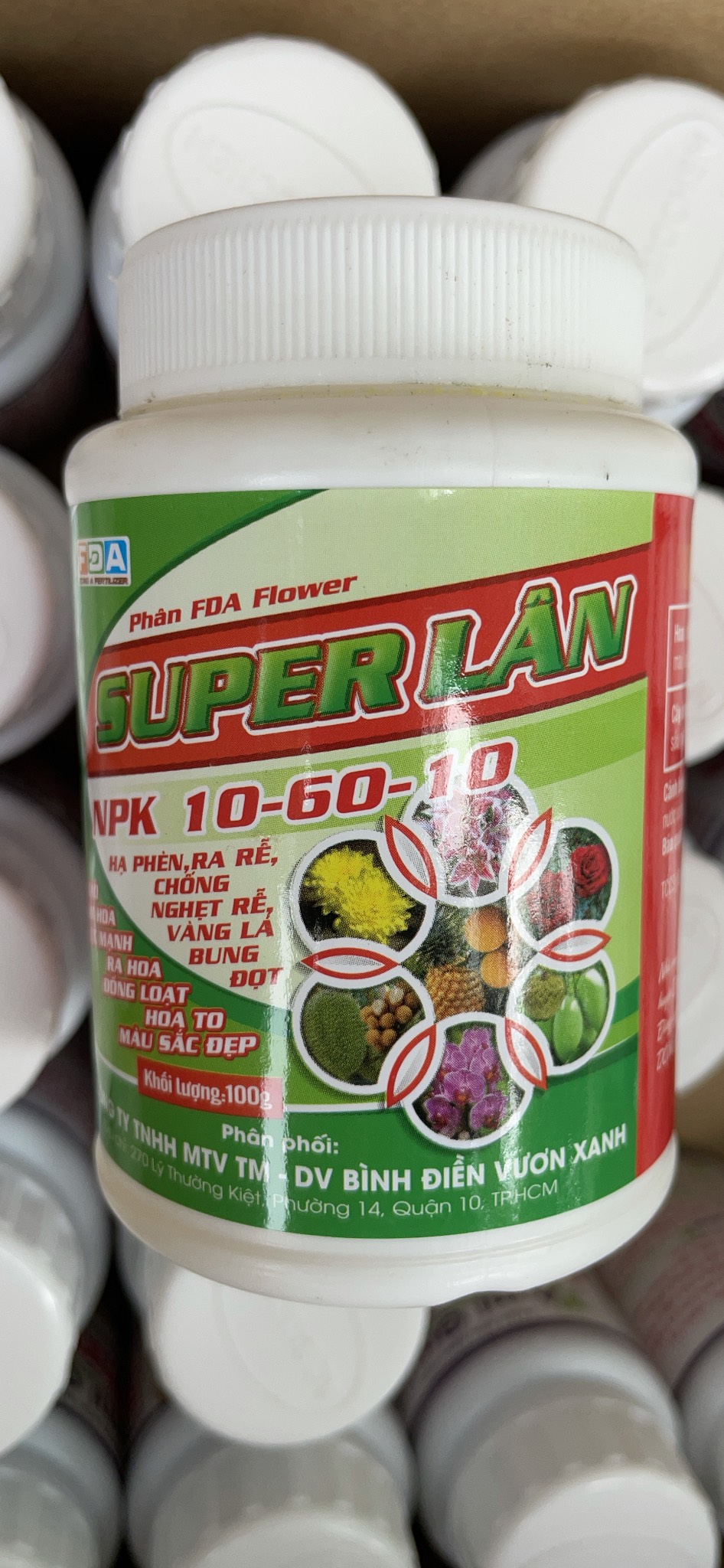 Siêu lân 10-60-10 tạo mầm hoa cực mạnh FDA lọ 100gr