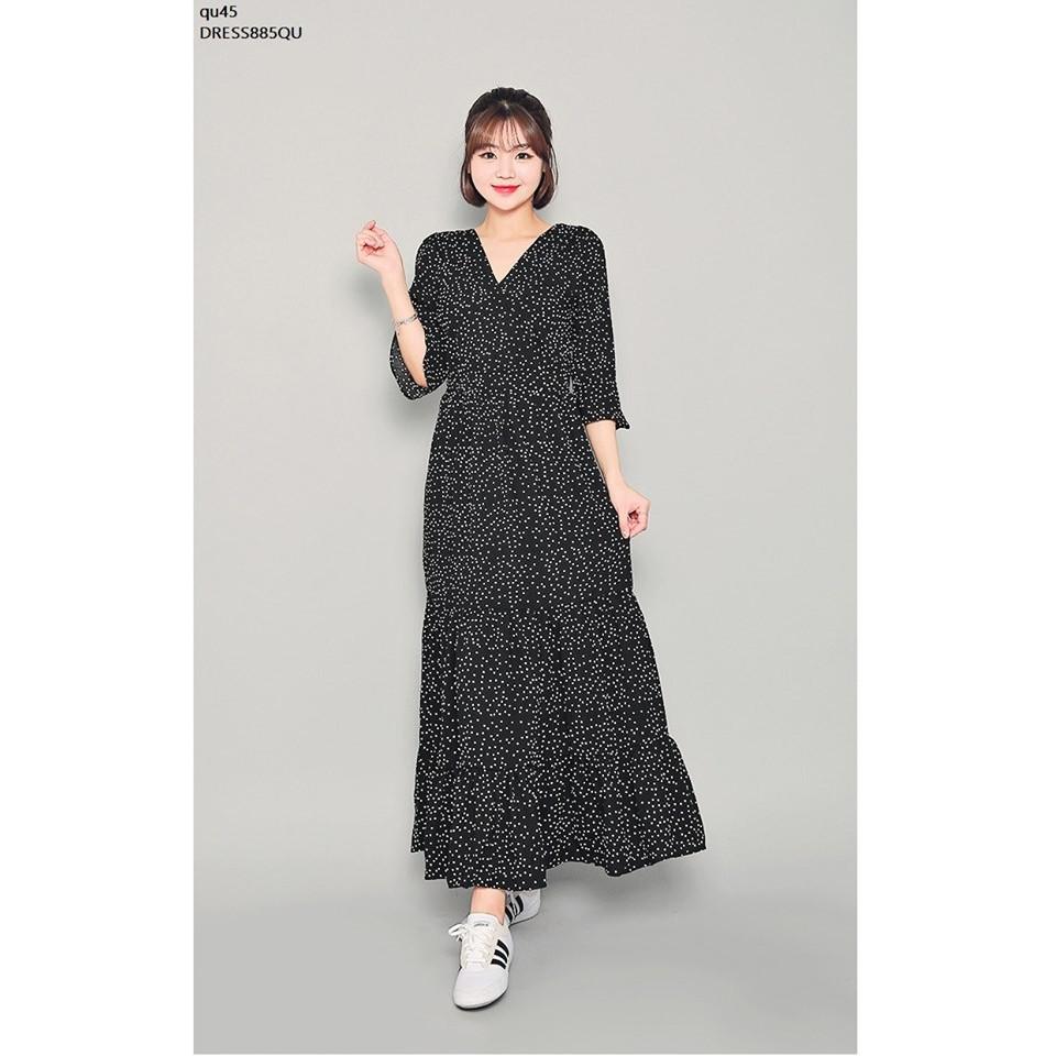 DRESS792 ĐẦM MAXI CHẤM BI TAY LỠ