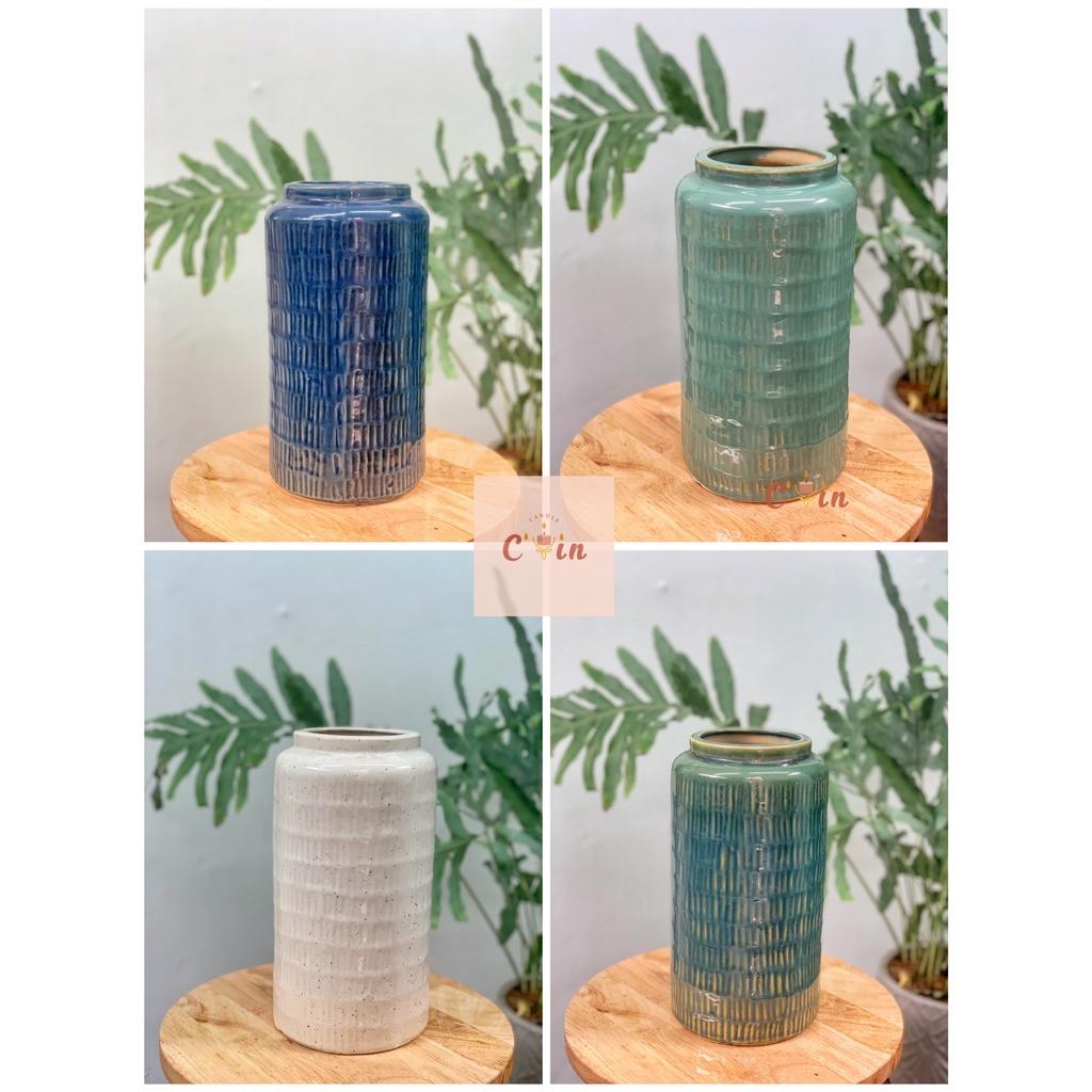 Bình hoa Lá Cây cọ, Ống tre 05 size các màu - Bình hoa gốm, Lọ hoa Decor Trang Trí - Gốm Xuất Khẩu
