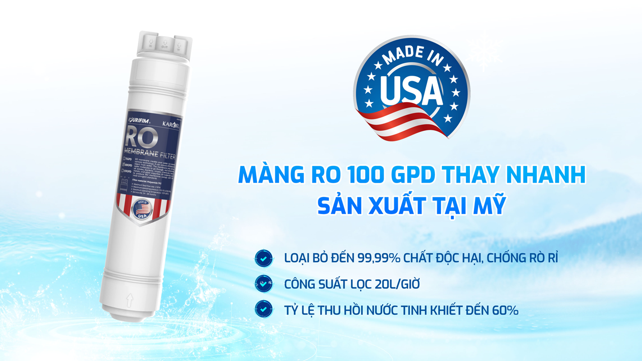Máy lọc nước nóng lạnh RO Mỹ 11 lõi Karofi KAD-D66S Pro - Giao trước lắp sau miễn phí toàn quốc - Bảo hành 36 tháng - Hàng chính hãng