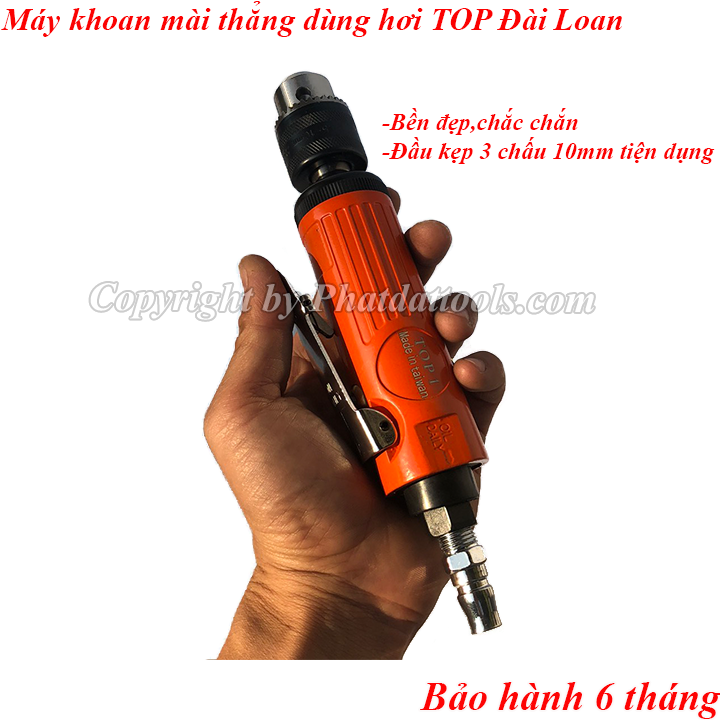 Máy khoan mài thẳng dùng khí nén TOP 5H - Máy mài chai - Máy mài khuôn - Made in Taiwan - Đầu kẹp 3 chấu tiện dụng