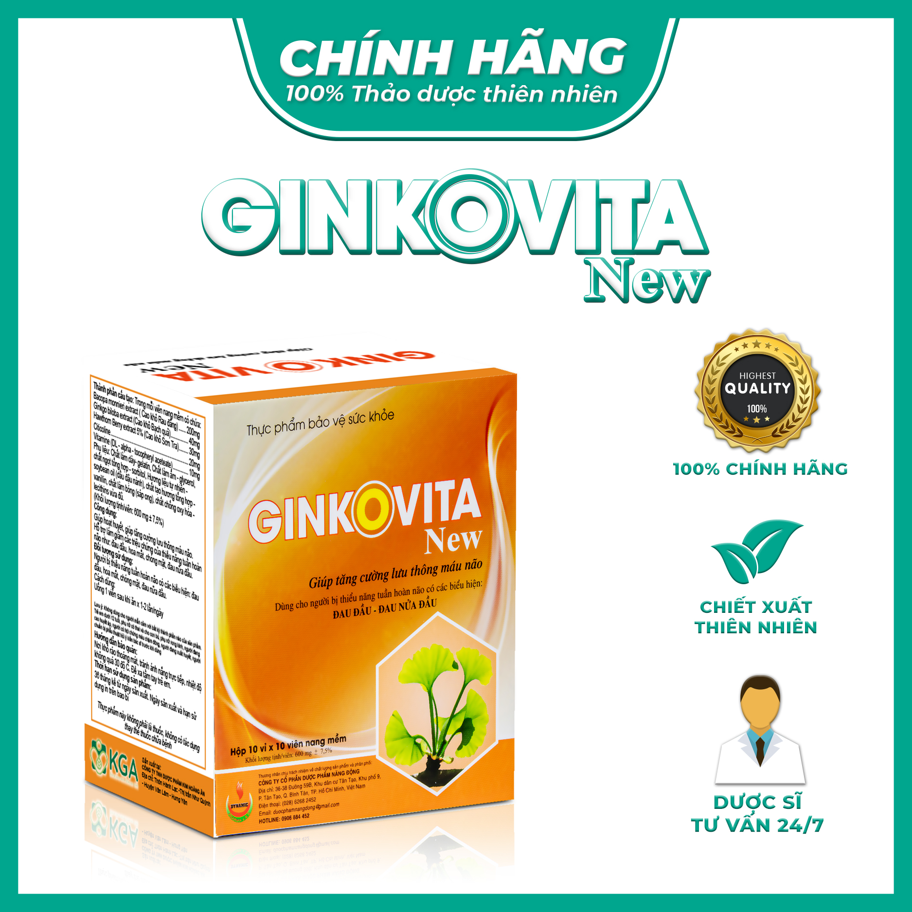 GINKO VITA - NEW - NĂNG ĐỘNG - GIẢM ĐAU NỬA ĐẦU