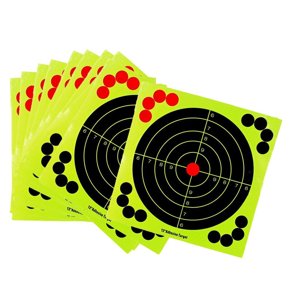 10 Sheets 12x12inch Splatter Self Adhesive Targets - Bright Fluorescent Yellow - Great for Outdoor Target Hunting Accessories