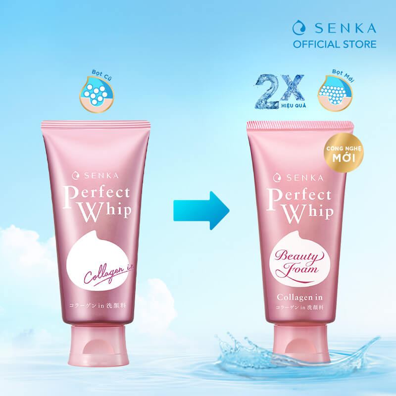 Combo 2 Sữa Rửa Mặt Ẩm Mịn Và Săn Chắc Da Senka Perfect Whip Collagen In 120g x 2
