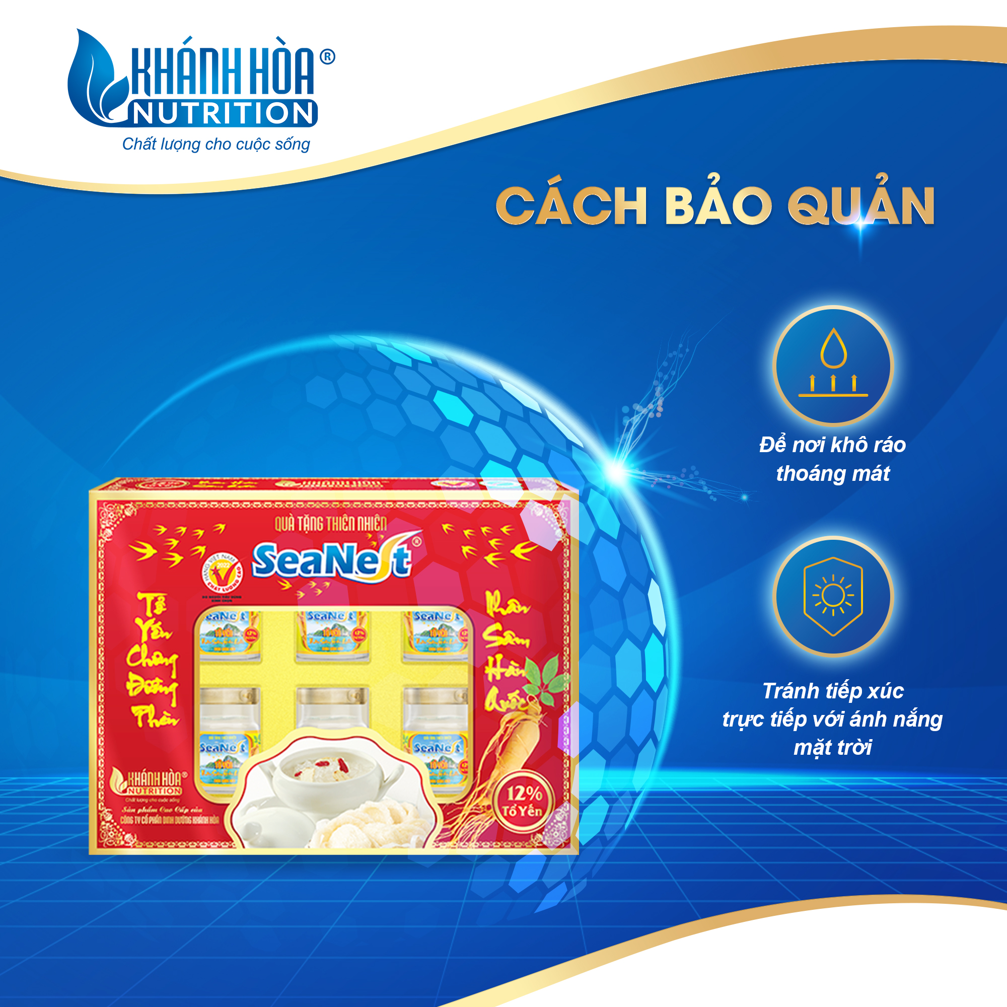 Hộp Quà Tặng 12% Tổ Yến Chưng Nhân Sâm Hàn Quốc Khánh Hòa Nutrition – Hộp 6 lọ x 70ml
