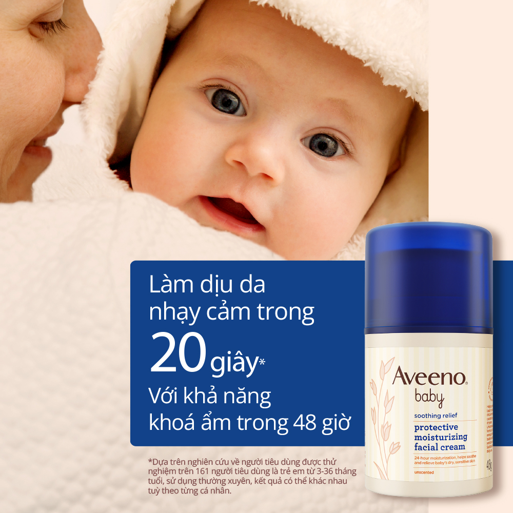 Kem dưỡng ẩm mặt làm dịu da nhạy cảm, khô ngứa Aveeno Baby Soothing Relief 48g