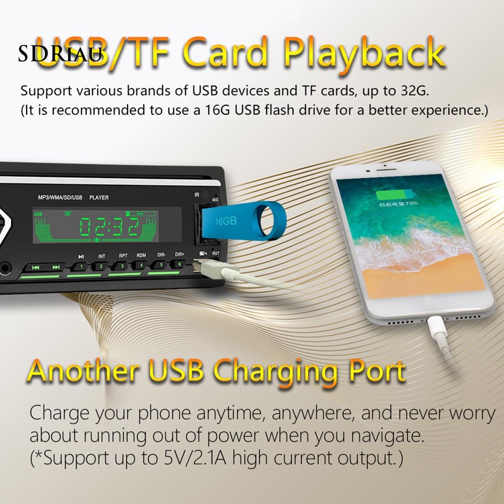 *QCDZ* 505 12V Universal Colorful Lights Car MP3 Player Powerful Bluetooth AUX U Disk TF MP3 Radio Player for Auto Center Control Modification