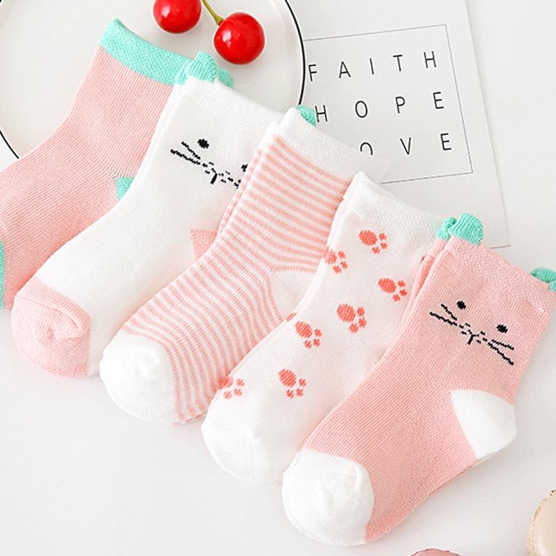 Set 5 đôi tất cotton mềm cho bé sơ sinh 0-6 tuổi