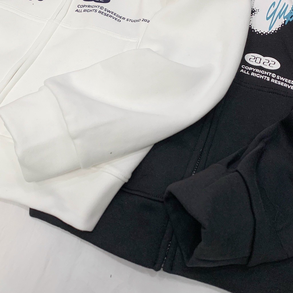 Áo Khoác Nỉ Lót Bông Dây Kéo in chữ SWEEDER 2023 form rộng ullzang Unisex