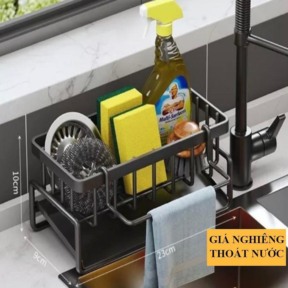 Kệ Để Đồ Rửa Chén Bát Cao Cấp Thép Carbon Dày Dặn Phủ Sơn Tĩnh Điện Chống Rỉ Chắc Chắn Có Giá Nghiêng Thoát Nước