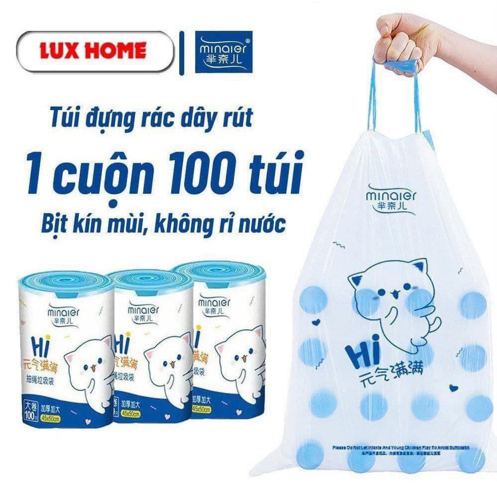 Túi đựng rác có dây rút,Túi đựng rác có qoai Minaier chống rò rỉ nước, không sợ bẩn tay, siêu dai,chịu được nhiệt độ cao