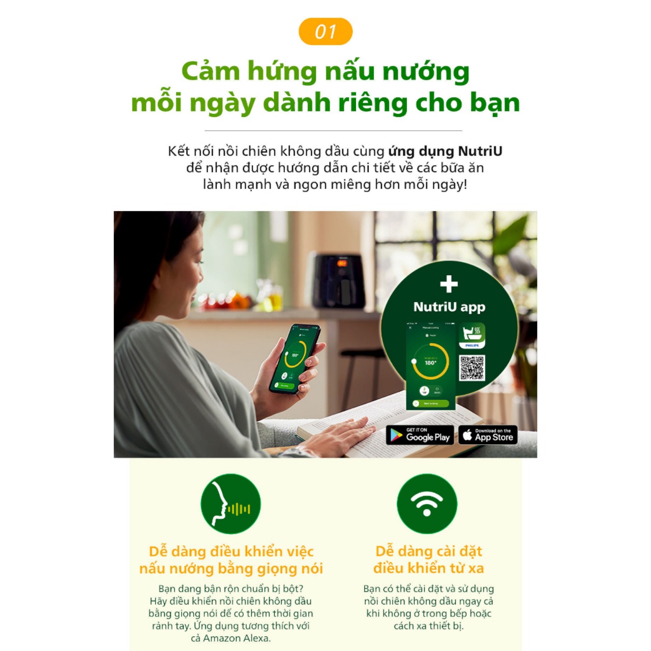 Nồi Chiên Không Dầu Philips HD9285/90 Size XXL 7.2Lit-2000W, 16 Chức Năng Kết Nối Wifi, Hàng Chính Hãng