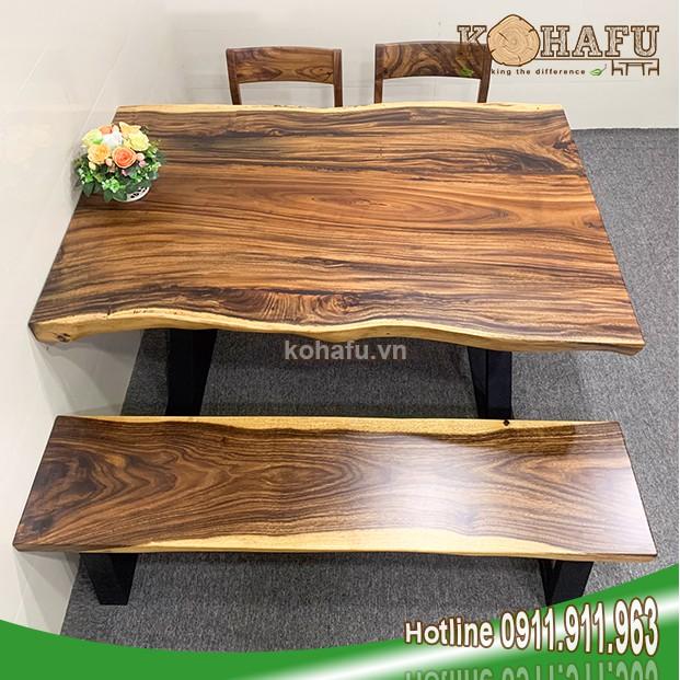 Bàn ăn 6 người bằng gỗ me tây tự nhiên hiện đại KL20132