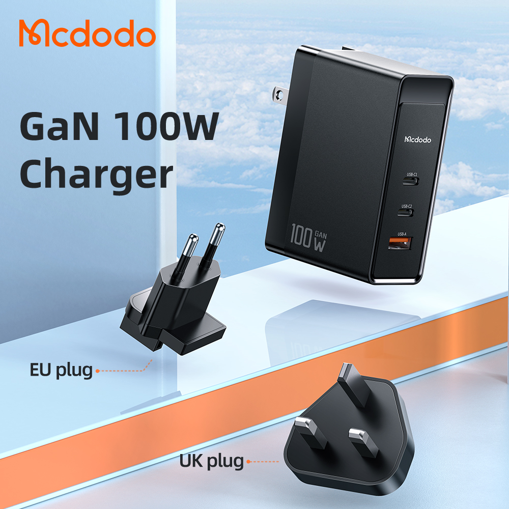 Adapter Củ Sạc Đa Năng Mcdodo EU/UK/US GaN 100W PD3.0 PPS QC3.0 Dùng Cho Điện Thoại Laptop Macbook Kèm Cáp Sạc 4 Trong 1 60W- Hàng Chính Hãng
