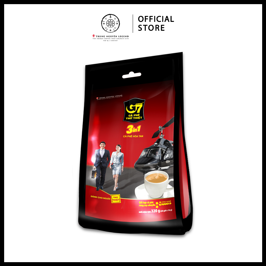 Trung Nguyên Legend - Cà Phê Hòa Tan G7 3In1 - Bịch 20 Sachets X 16Gr Gói Vuông