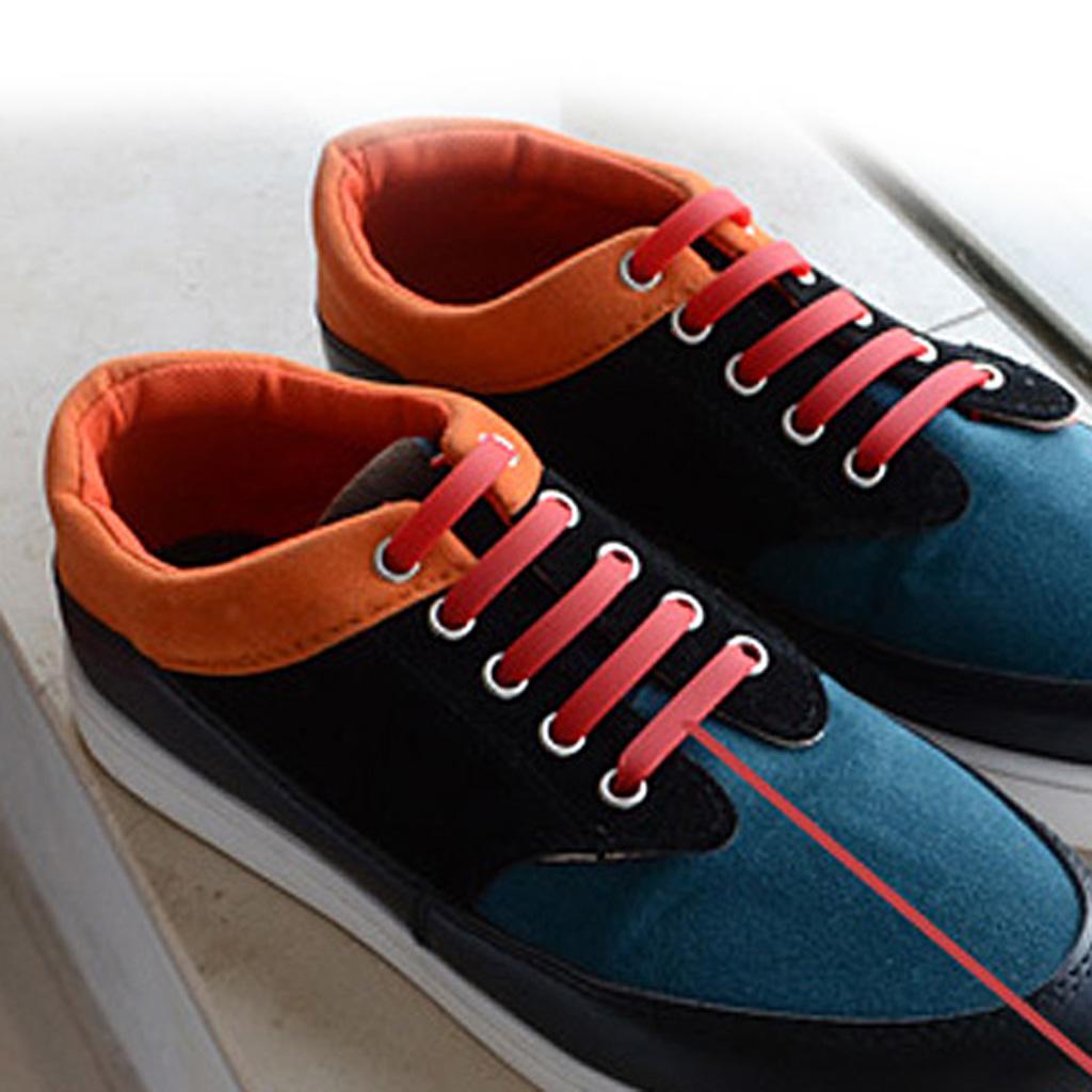 12pcs No Tie Shoelaces for Kids Adults, Waterproof Silicone Flat Elastic Athletic Sports Shoe Laces Multicolor for Sneaker Boots Casual Board Shoes