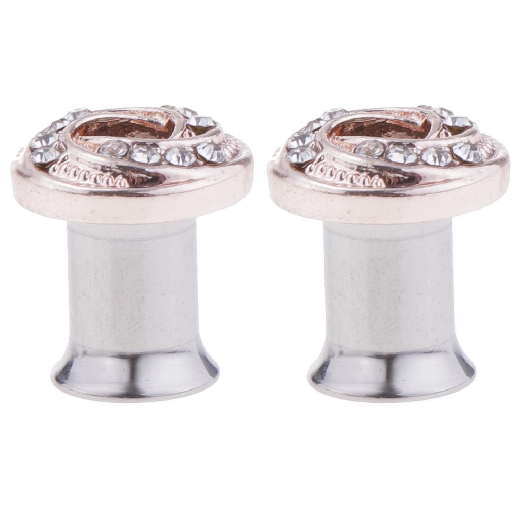 Stainless Piercing Round Ear Expanders Rose Gold Ear Piercing Jewelry