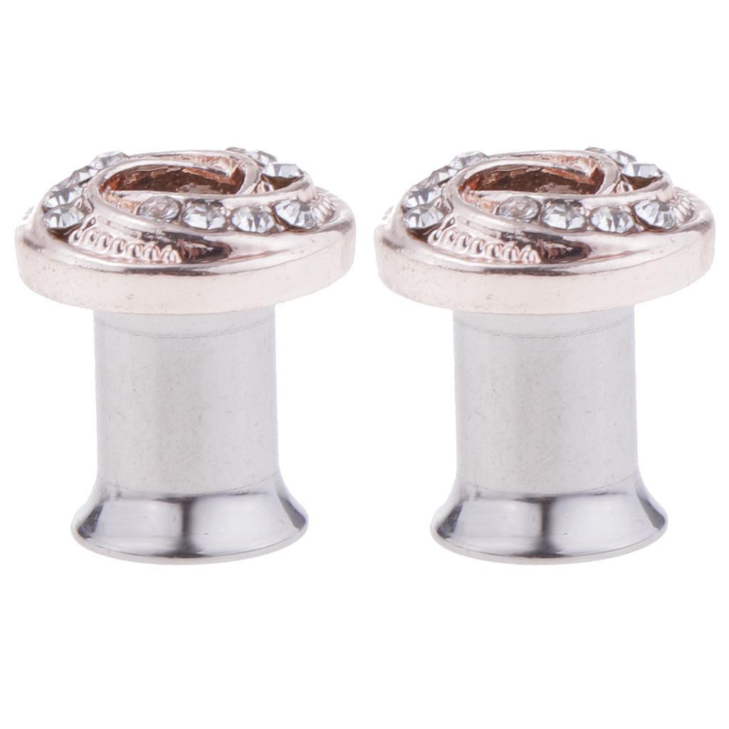 Stainless Piercing Round Ear Expanders Rose Gold Ear Piercing Jewelry