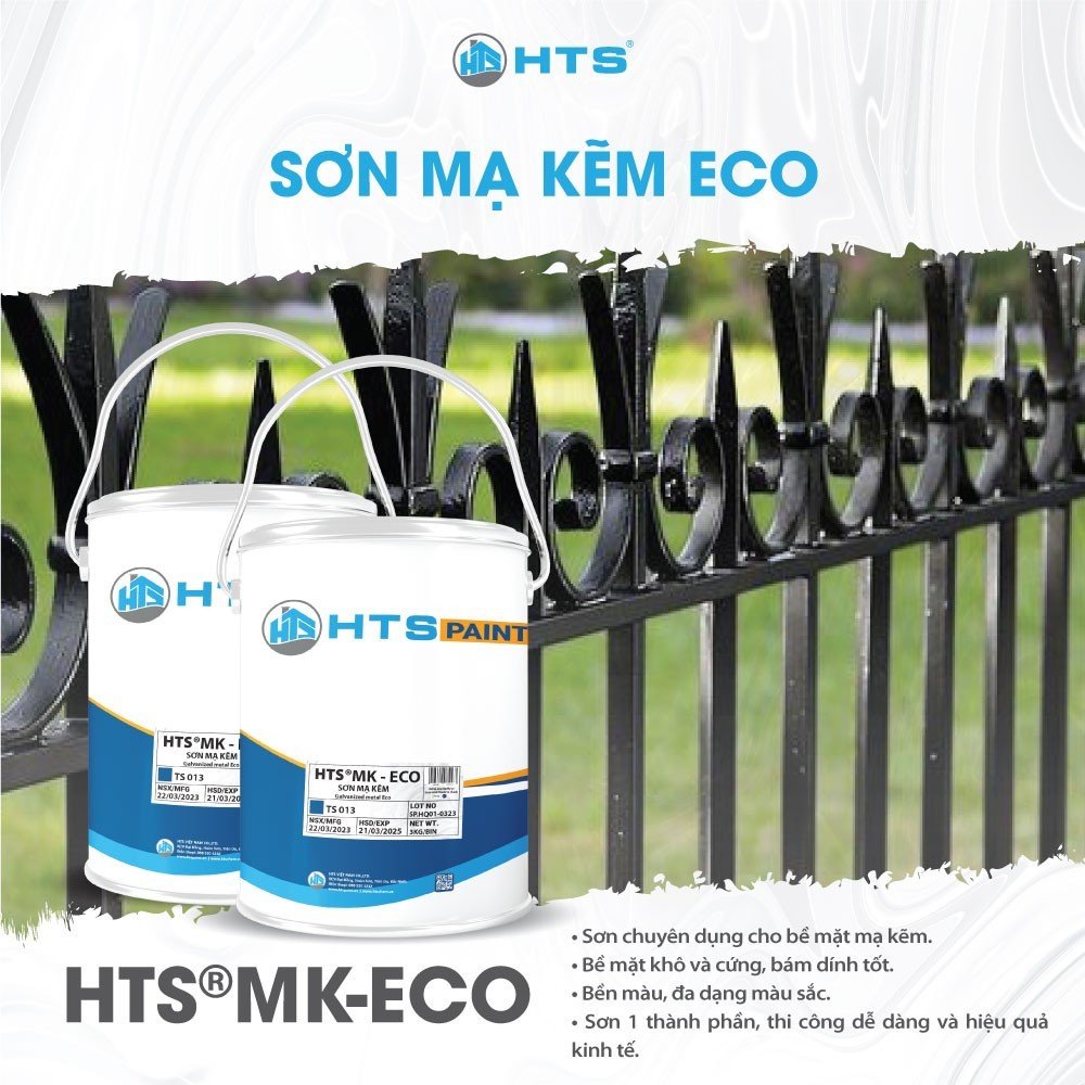 Sơn mạ kẽm HTS MK-ECO thùng 3Kg - Sơn nhanh khô, Độ bền màu cao, Chống rỉ tốt