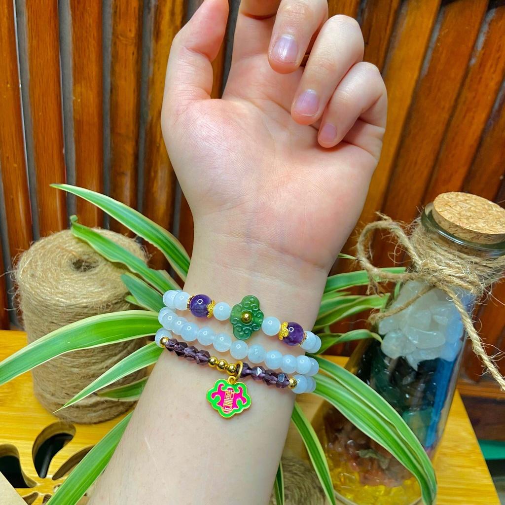 Vòng tay mã não trắng mix charm bạc s925