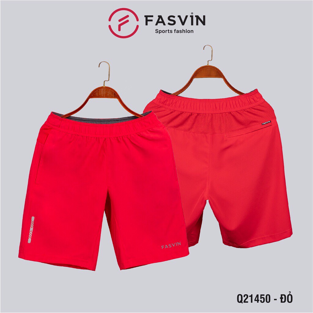 Quần Đùi Nam Fasvin Q21450.Hn Short Thể Thao Vải Gió Chun Trơn Mát Co Giãn 4 Chiều. - Đỏ, Size 4