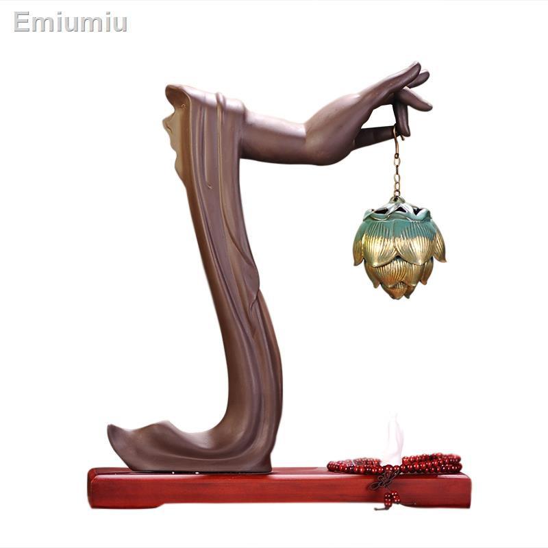 ☼Dòng chảy ngược Thắp hương Trang trí sáng tạo Lotus Zen Avalokitesvara Buddha Hand Home