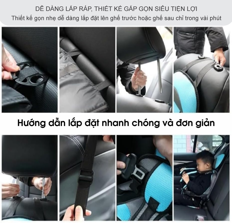 Ghế đi xe ô tô cho trẻ em giúp an toàn hỗ trợ cho bé cố định hiệu quả loại nhỏ 50x22x26cm
