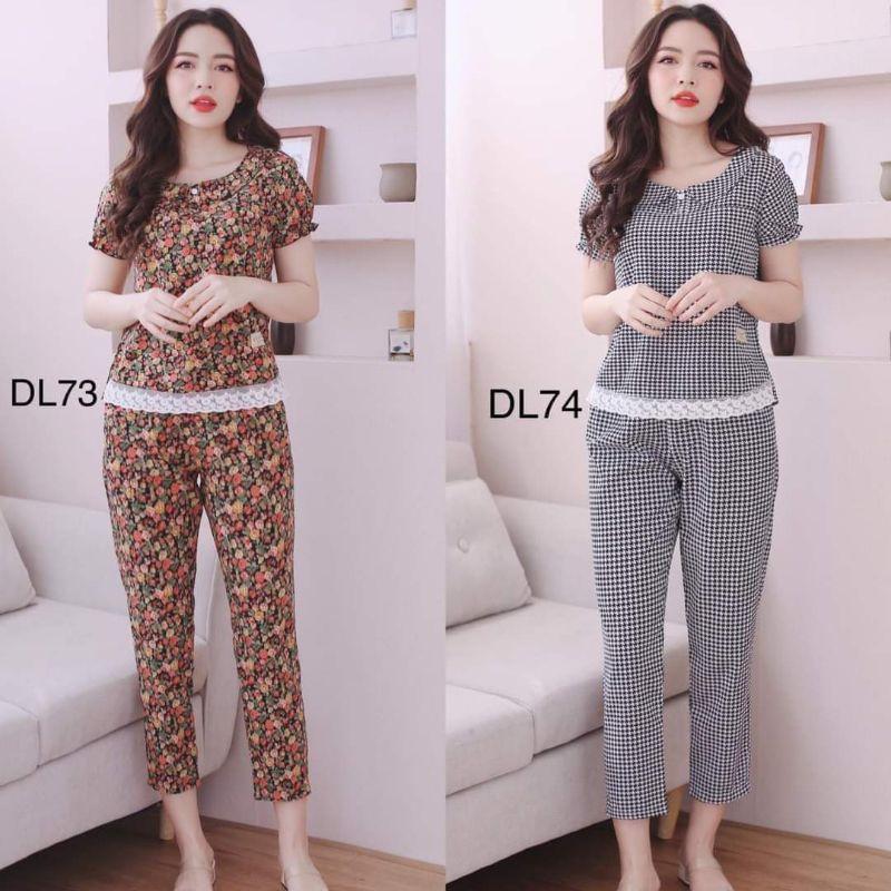 Quần áo mặc nhà cổ nhún xinh 5 màu ảnh thật