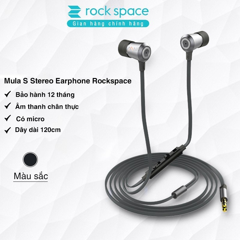 Tai Nghe Nhét Tai Có Dây Rockspace Mula S jack cắm 3.5mm có mic nghe nhạc chơi game - Hàng chính hãng bảo hành 12 tháng 