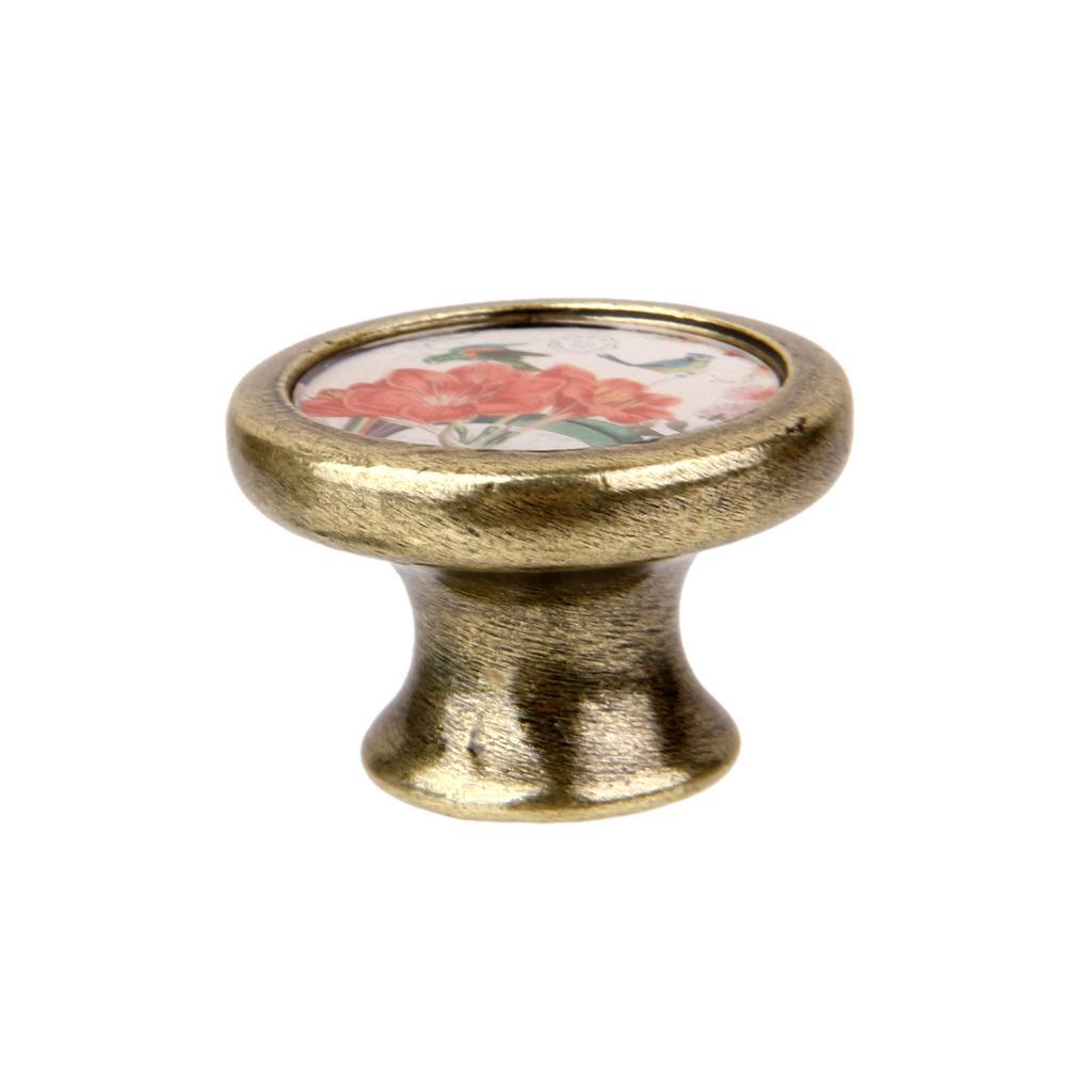 2pcs Vintage Brass Door Knob Cabinet Cupboard Drawer Dresser Pulls Handle Knob