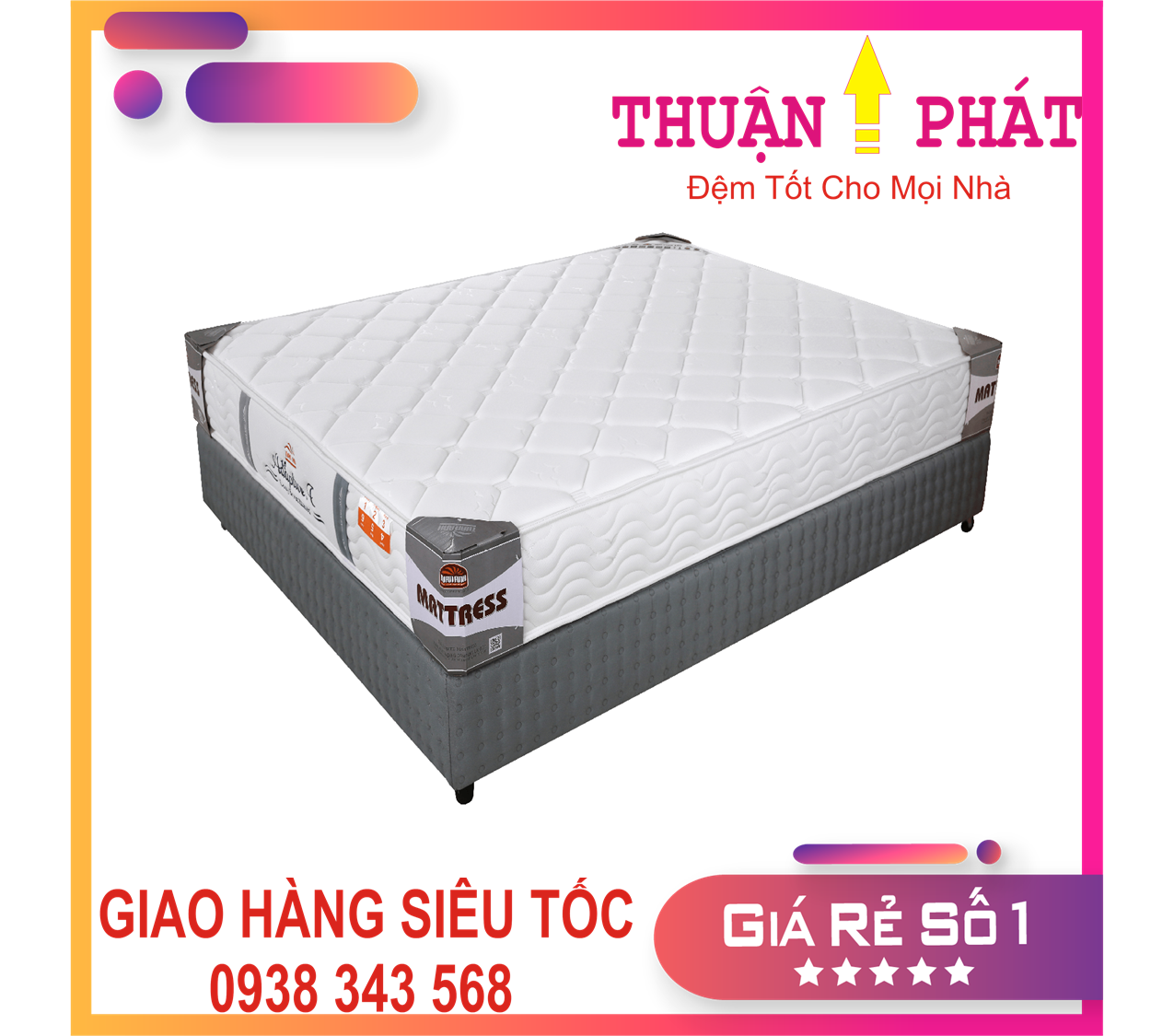 Đệm lò xo Adaptive Cao Cấp Dầy 24cm - Chuẩn Khách Sạn Hạng - Khích thước 1m8x2m , 1m6x2m