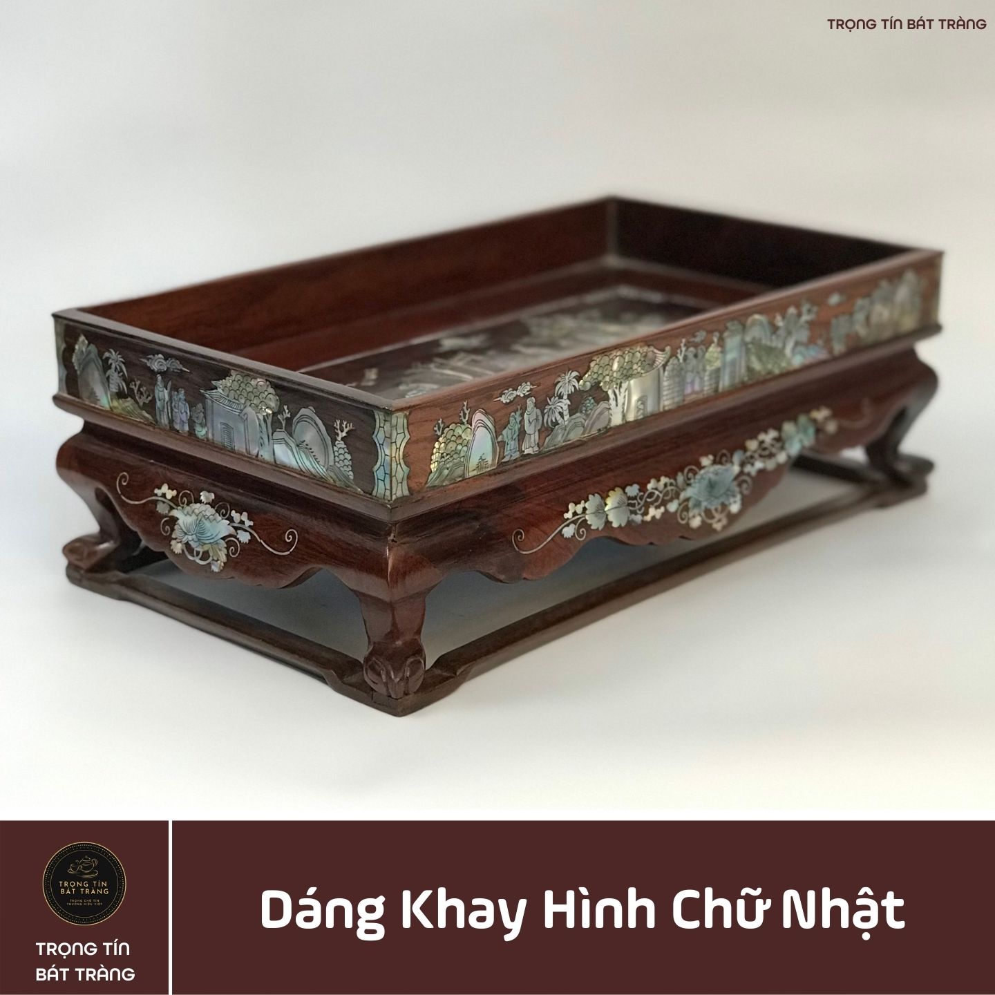 Khay Trà Gỗ Cẩm Hình Chữ Nhật Kích Thước 35*20*11 cm KT 88