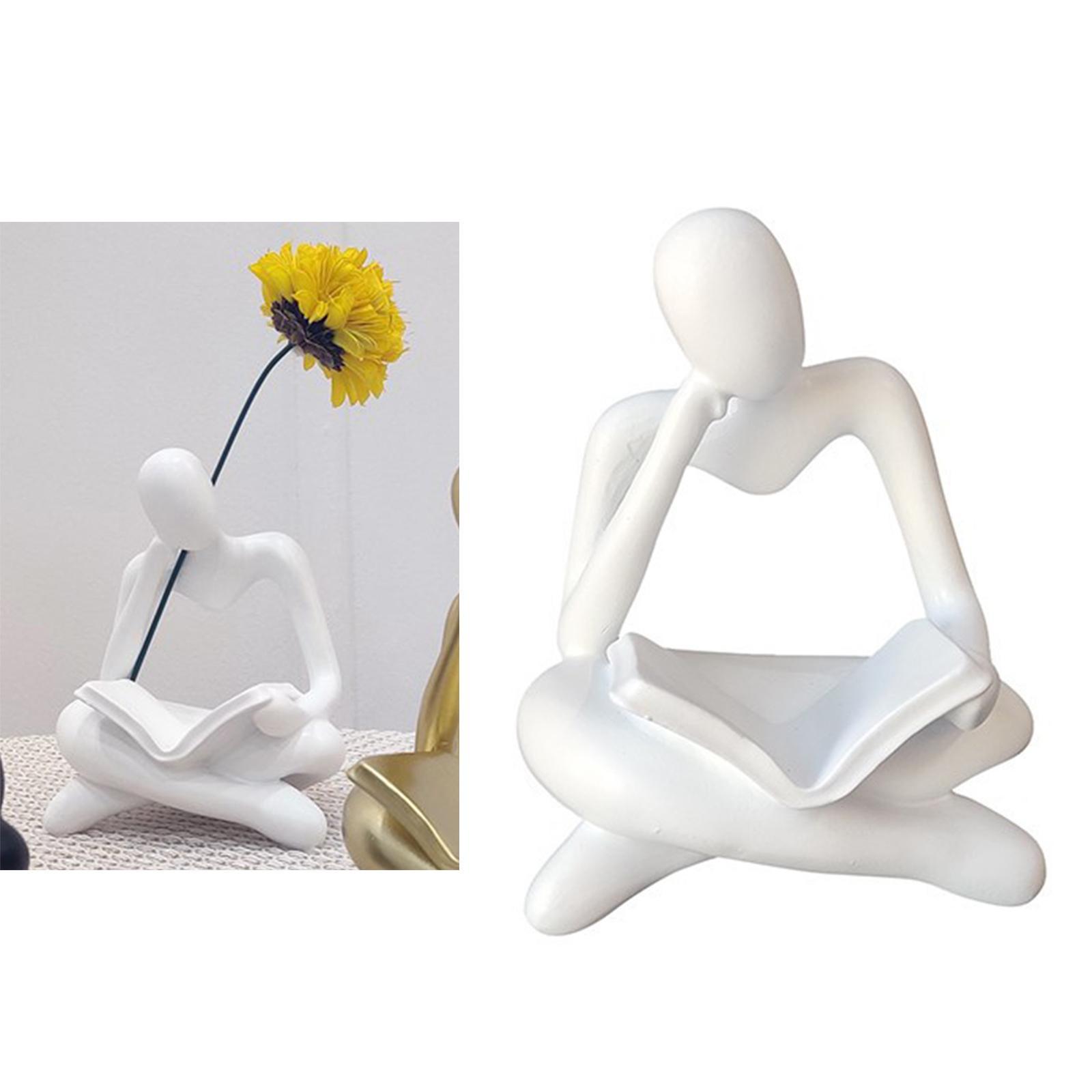 Abstract Thinker Statue Tabletop Decorative Sculpture for  Decor White