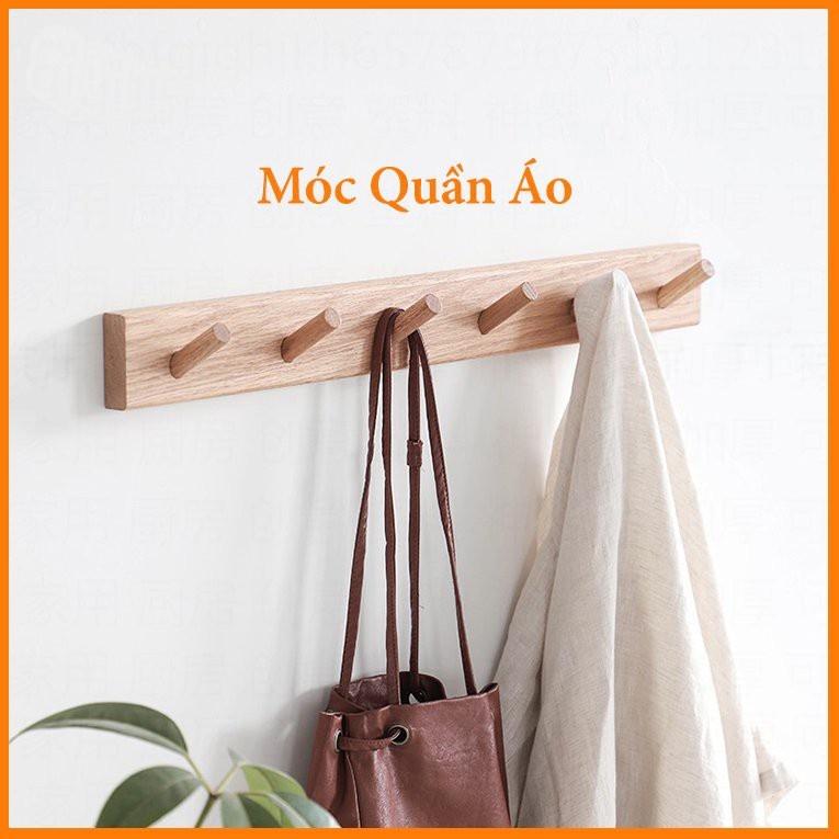 Móc Treo Quần Aó Gỗ Gắn Tường 6 Móc Tiện Dụng