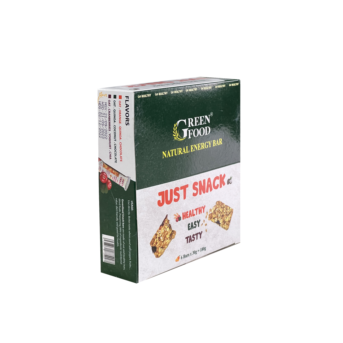 Ngũ Cốc Yến Mạch Chile JUST SNACK Vị Dừa, Hạt Diêm Mạch Quinoa, Sô Cô La - ăn vặt tiện lợi, dinh dưỡng phù hợp cho người ăn kiêng, nhập khẩu chính hãng từ Chi-lê.