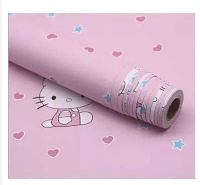 Giấy dán tường rộng 45cm x 5m dài - KITTY TRÁI TIM NGÔI SAO ELL283