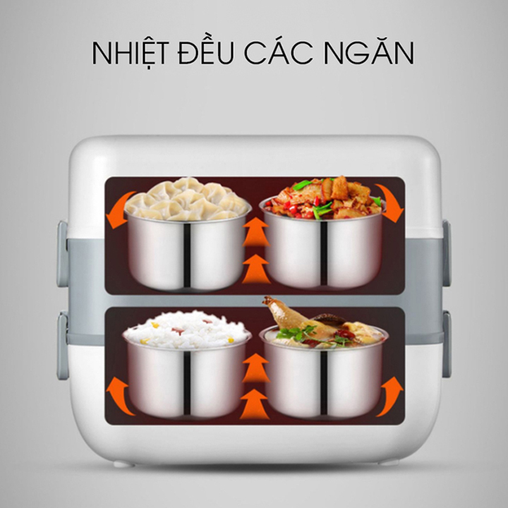 Hộp cơm điện cao cấp COOKING LUNCHBOX 2 tầng đa năng 4 ngăn tiện dụng-Hàng nhập khẩu