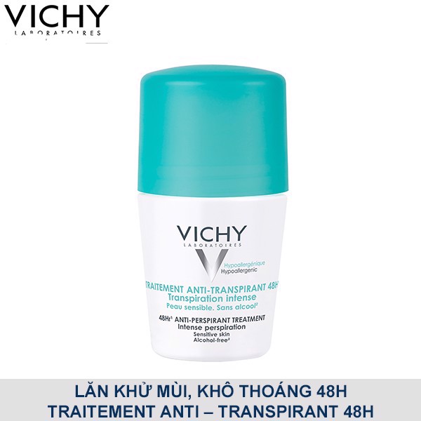 Lăn Khử Mùi Ngăn Mồ Hôi Giữ Khô Thoáng Suốt 48h Vichy Traitement Anti- Transpirant 50ml