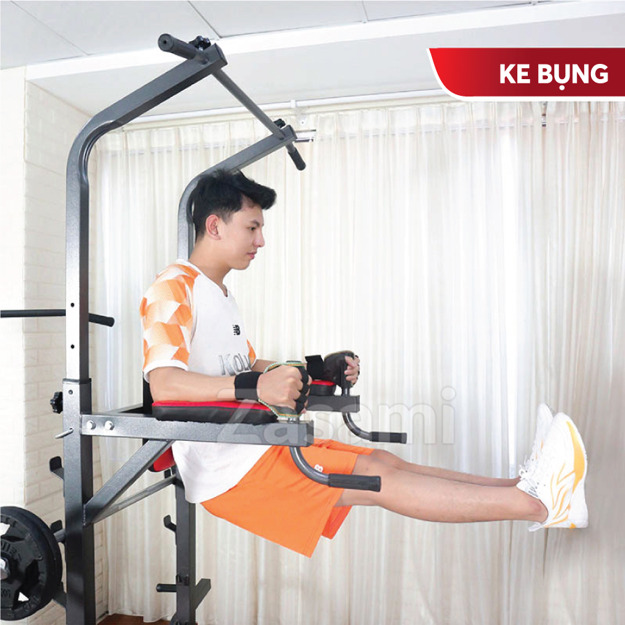 Giàn tạ đa năng kết hợp xà đơn xà kép Zasami 8211 - Kèm 54kg tạ gang , đòn tạ 1m5, 1 găng tay tập tạ