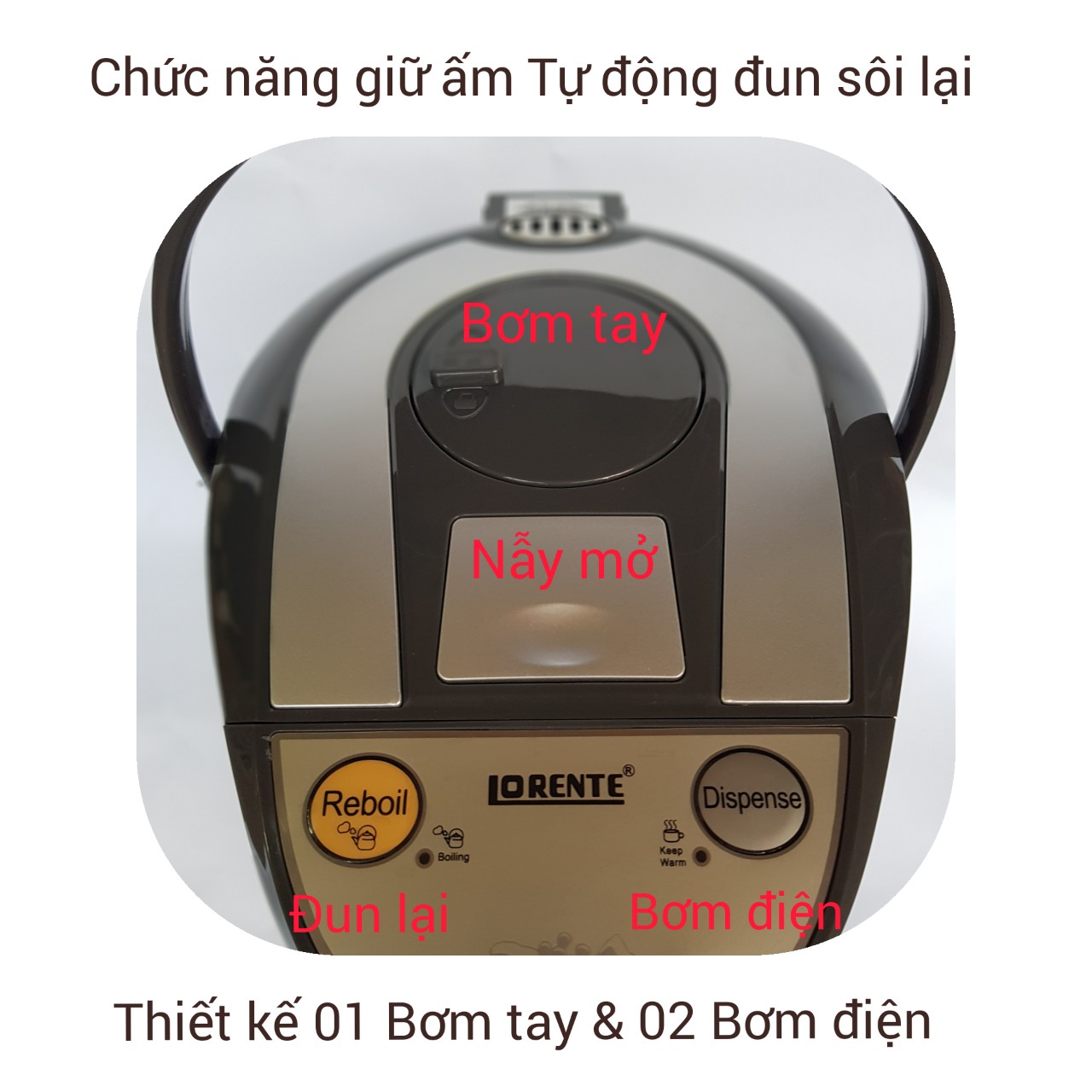 Bình Thủy Điện Lorente LT-5035 750W dung tích 3.5L Bình giữ nhiệt chế độ tự động ngắt, đun an toàn, ruột inox- Hàng Chính Hãng