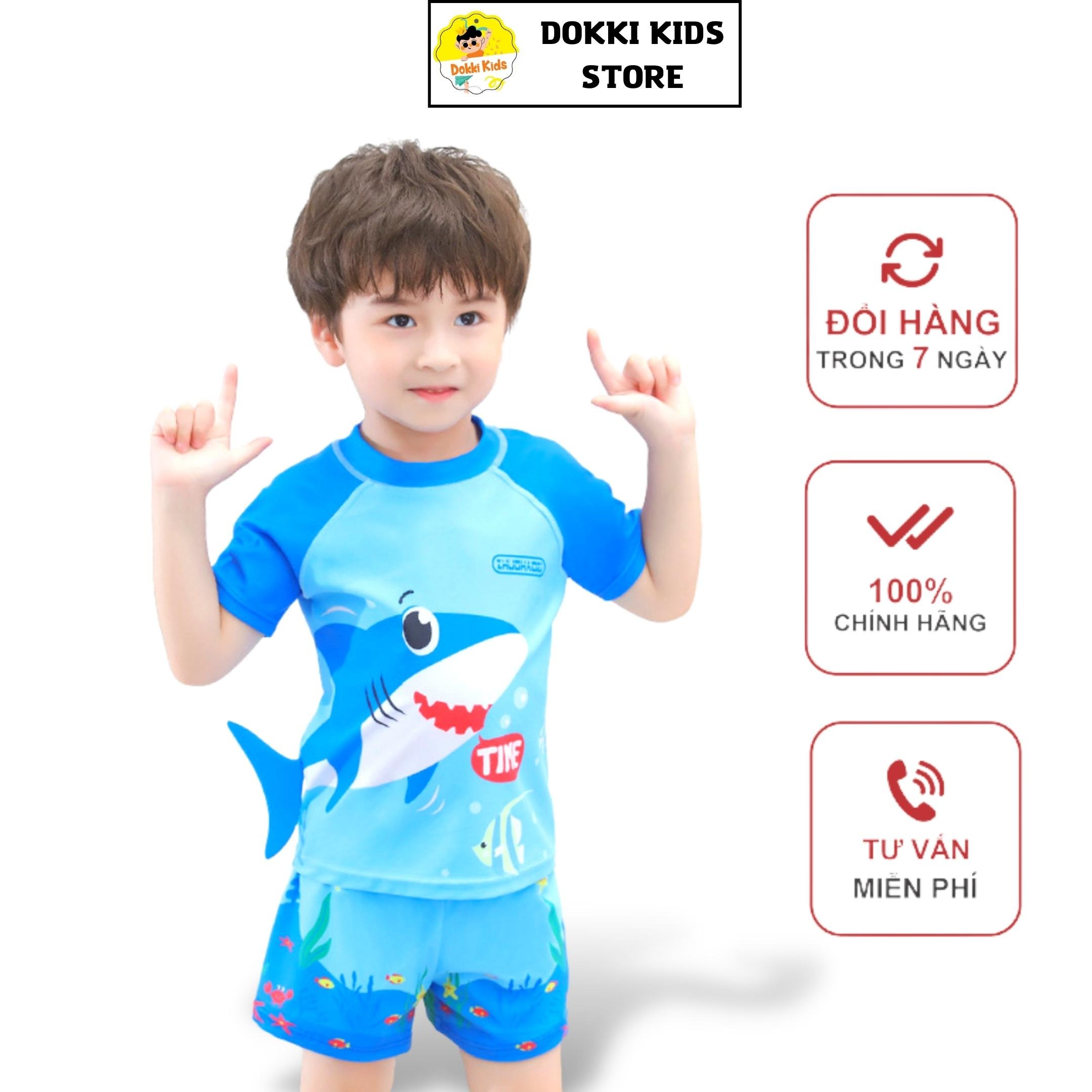Đồ bơi bé trai Dokkid Kids dành cho trẻ em từ 10kg đến size đại in hình cá mập dễ thương