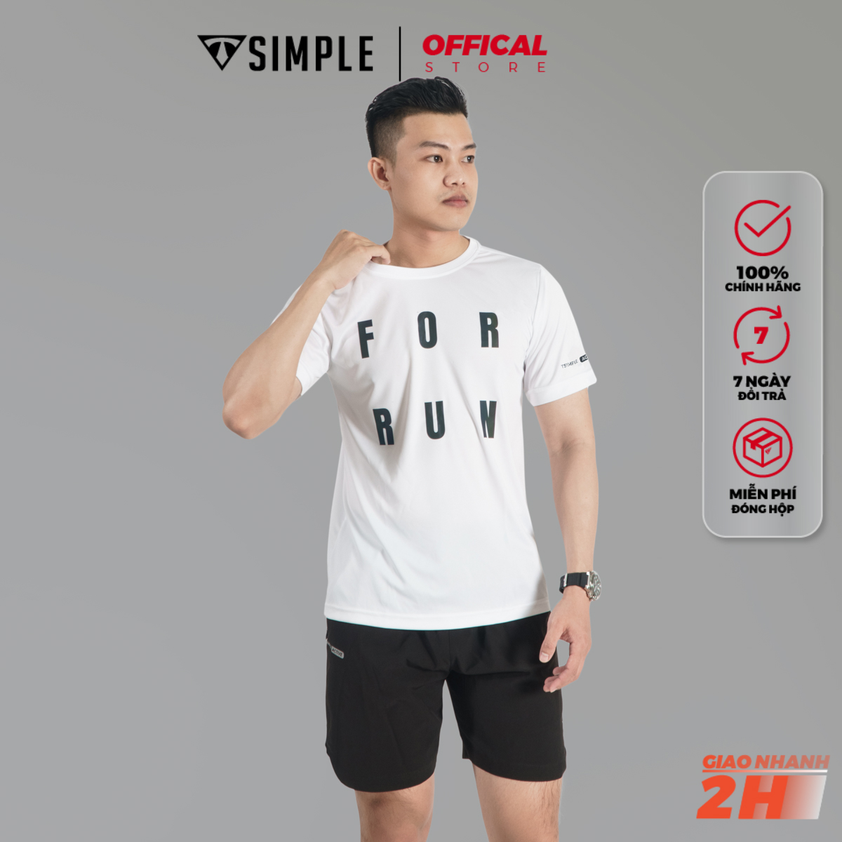 Áo Thể Thao Nam TSIMPLE cổ tròn tay ngắn tập gym vải thun lạnh thoáng mát co giãn chuẩn form For Run MSSAHP3